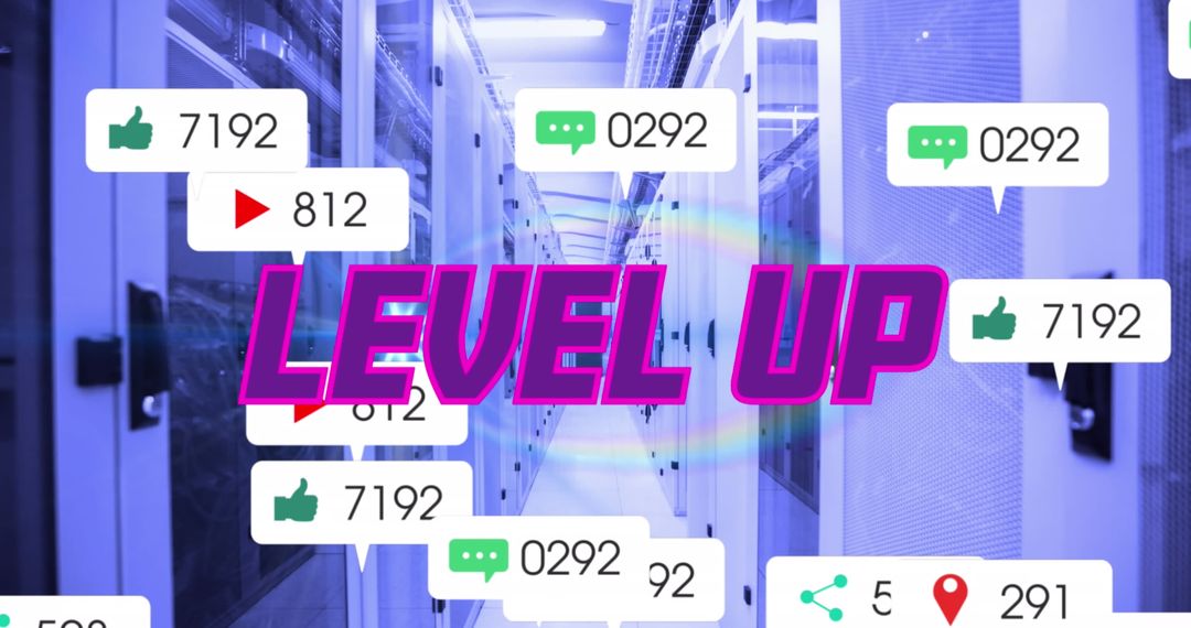 Vibrant Social Media Growth Over Digital Server Network