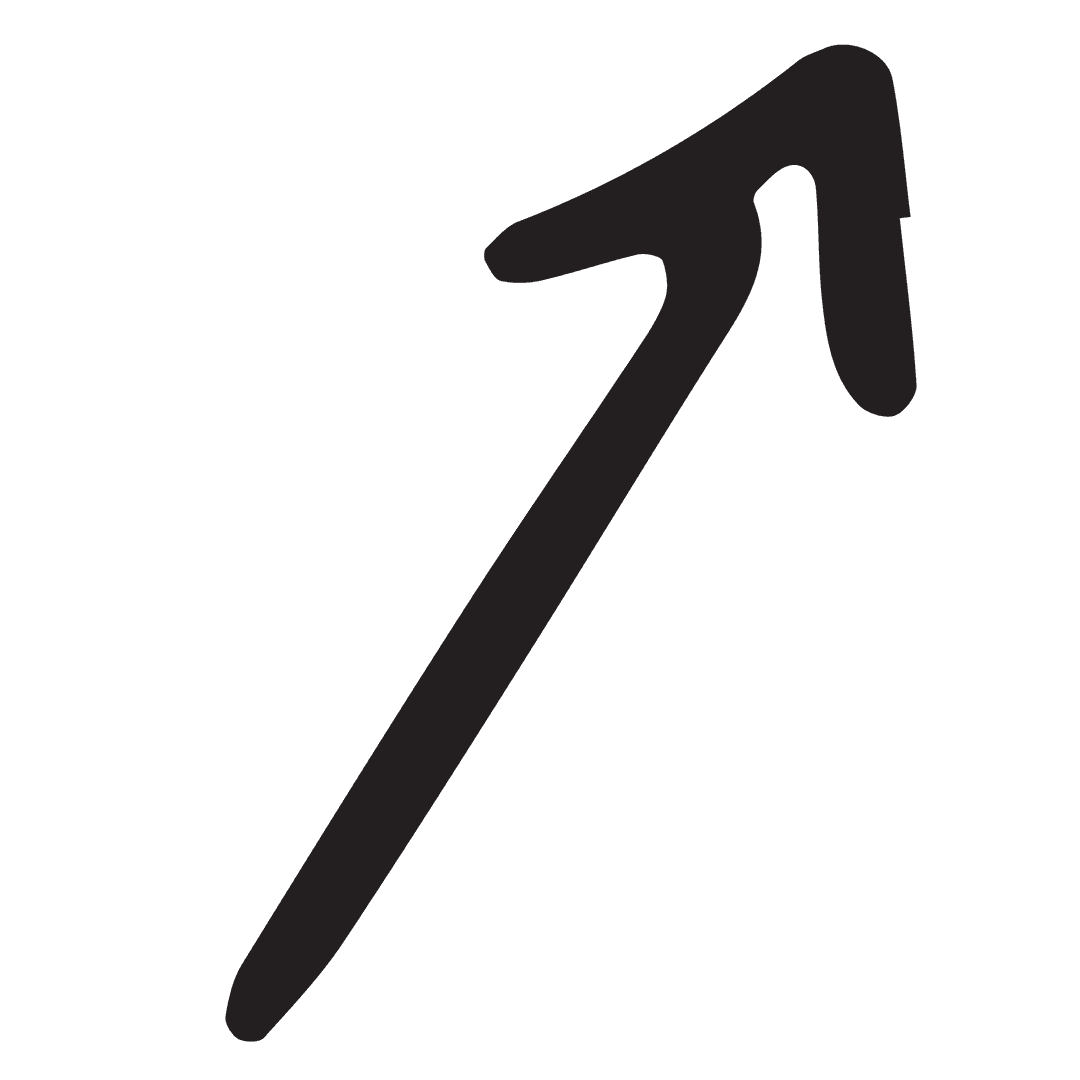 Stylized Black Arrow on Transparent Background