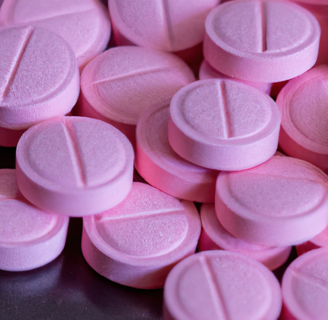 Close up of multiple round pink pills on black background - Free Images, Stock Photos and Pictures on Pikwizard.com