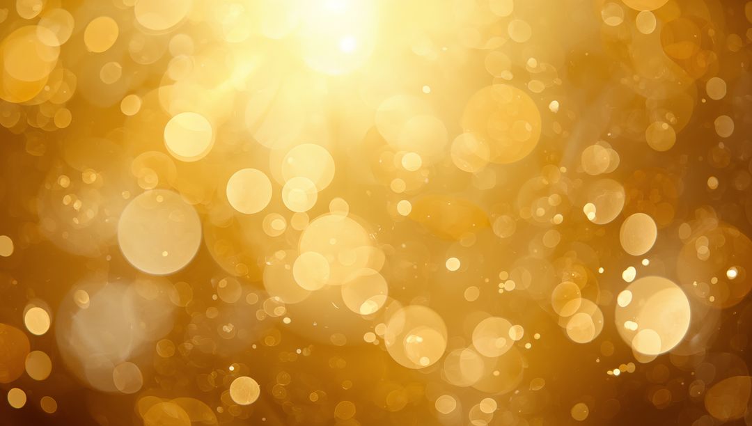 Shimmering Golden Bokeh with Sparkling Orbs and Warm Radiant Glow