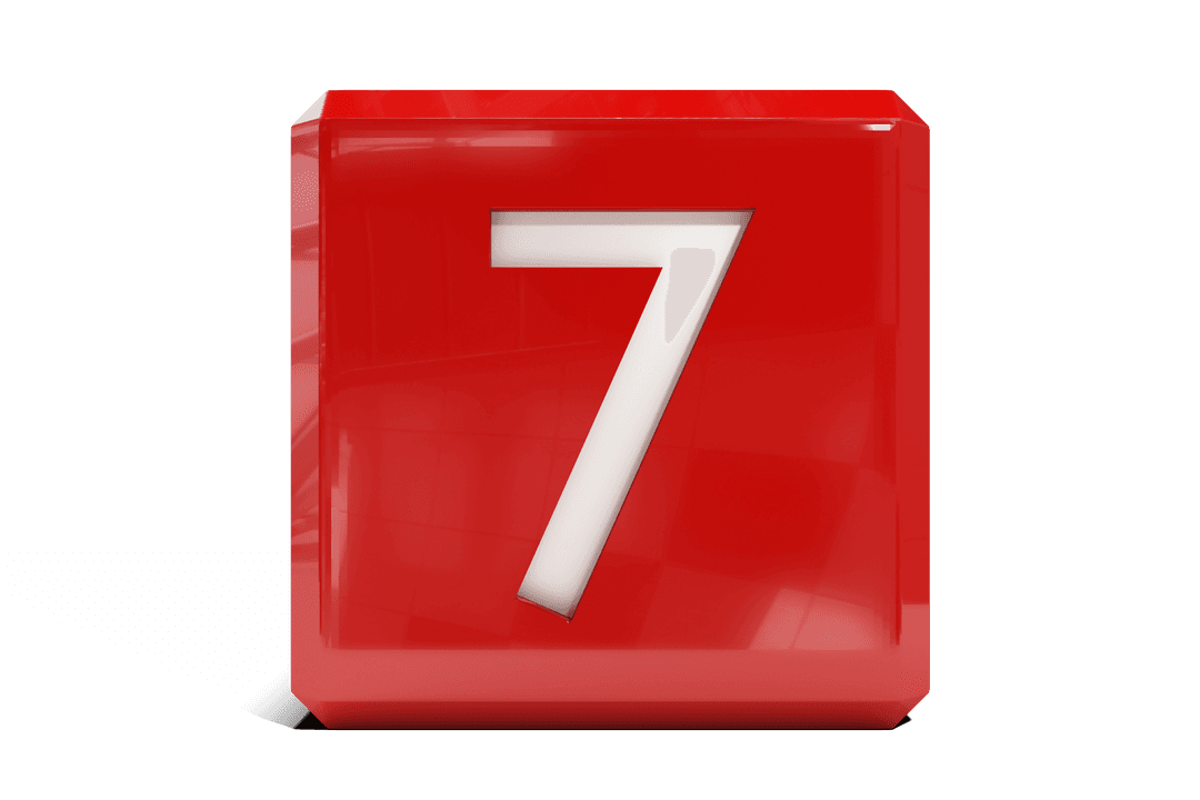 Red Cube with Number 7 on Transparent Background - Download Free Stock Images Pikwizard.com