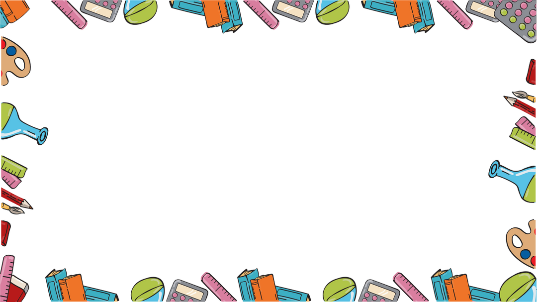 Transparent Border Framing Art Supplies on Educational Background