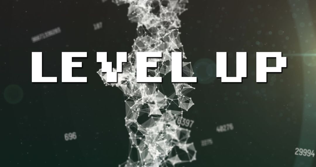 Level Up Text Against Digital Data Processing Background
