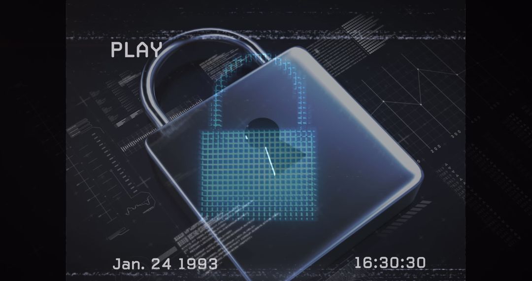 Digital Security Concept with Datastream Overlay on Padlock