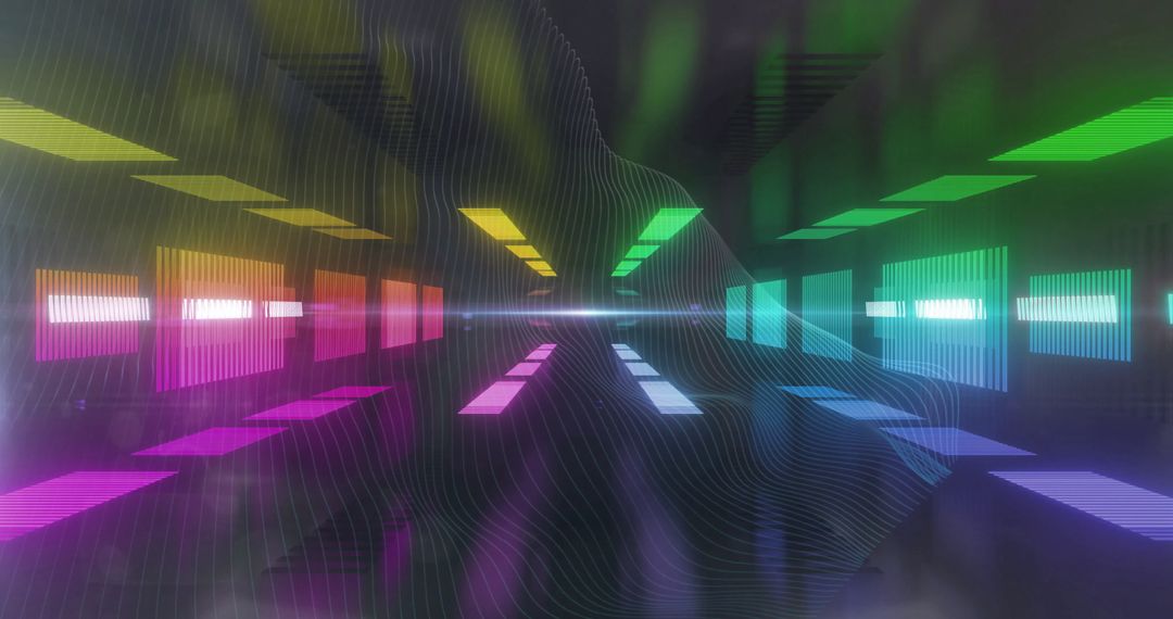 Futuristic Digital Tunnel with Colorful Light Streaks