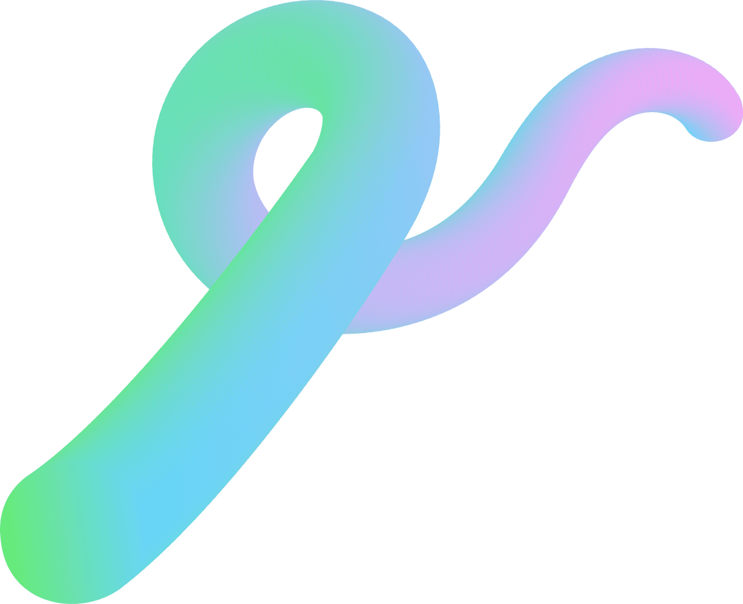 Vibrant S-Shaped Ribbon Floating on Transparent Background
