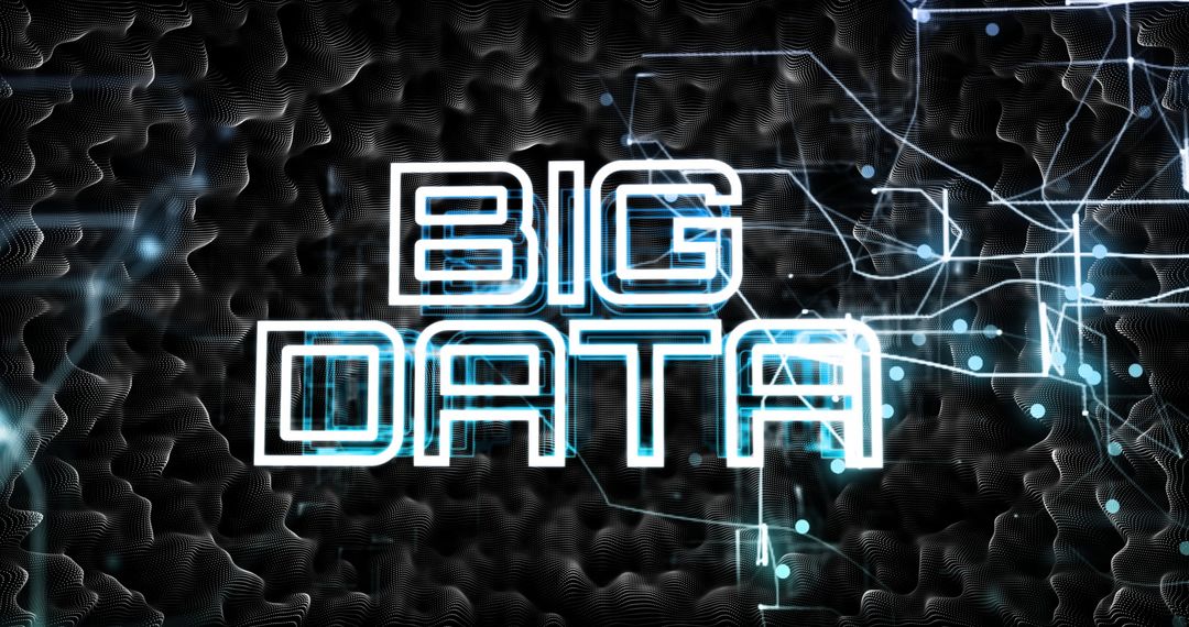 Futuristic Big Data Network with Glowing Text and Neon Lines