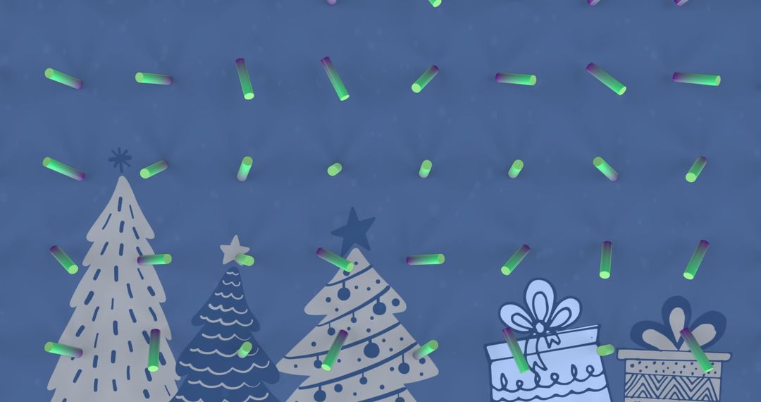 Abstract Holiday Seamless Pattern with Trees and Gifts