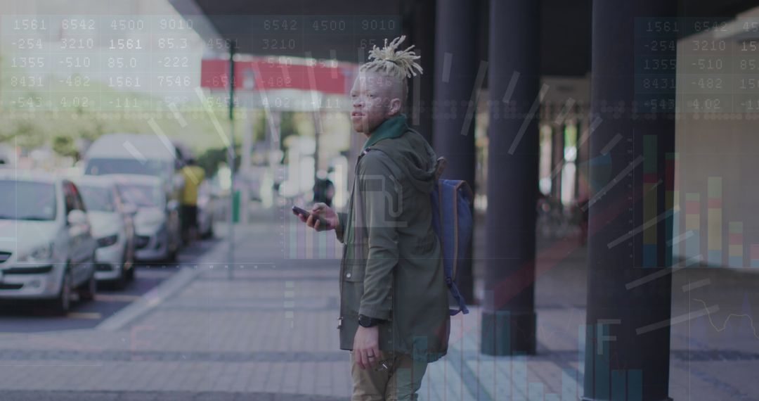 Business Commuter Tracking Stats in Urban Backdrop