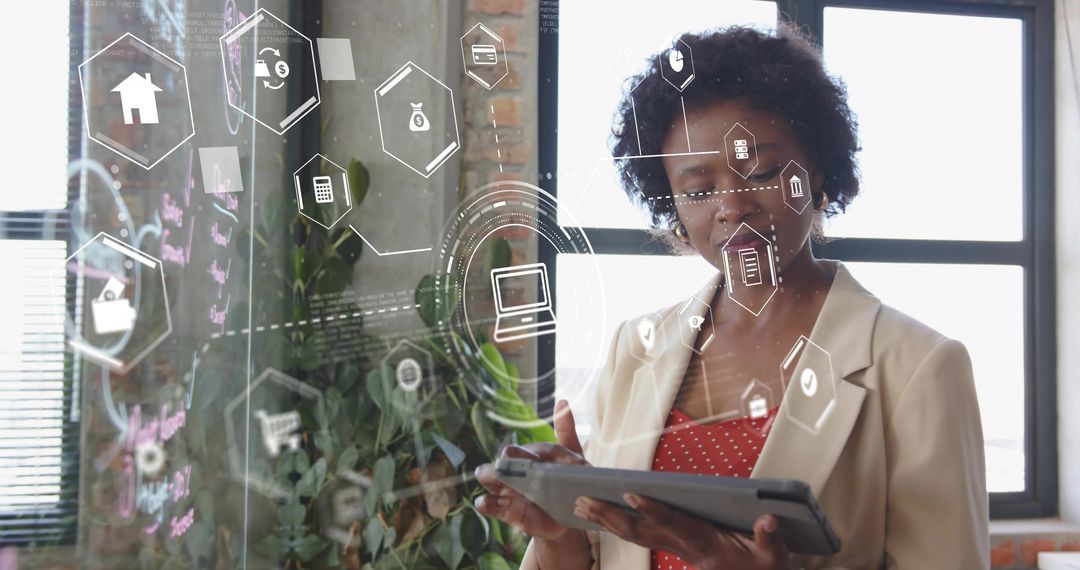 Blazer-Clad Professional Using Tablet for Financial Analysis