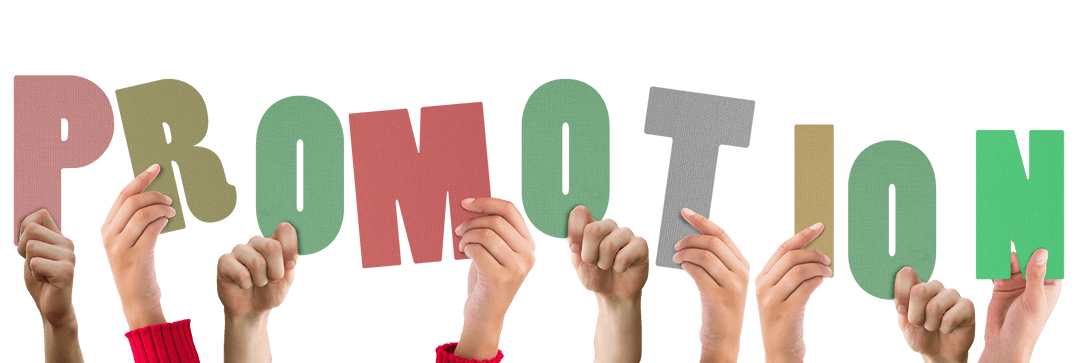 Hands Holding Promotion Sign on Transparent Background