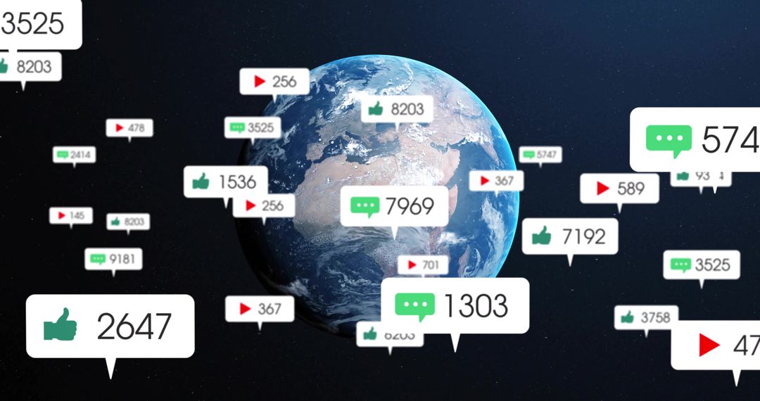 Earth and Social Interaction Icons Representing Global Connectivity