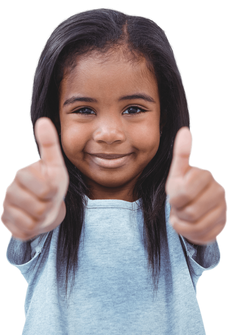 Happy Child Showing Thumbs Up Isolated on Transparent Background