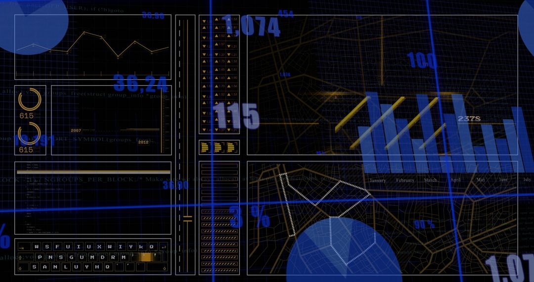 digital interface with data processing diagrams and graphs - Free Images, Stock Photos and Pictures on Pikwizard.com