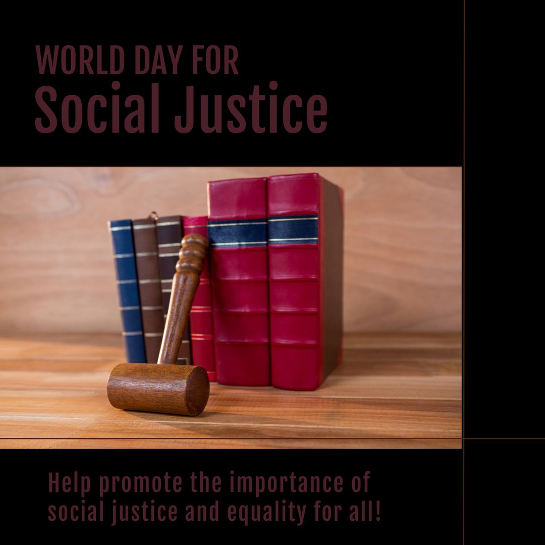 World Day for Social Justice with Gavel and Books