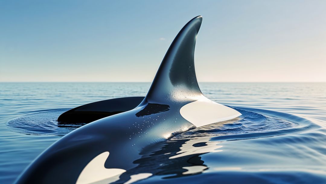 Orca Surfacing in Tranquil Ocean Waters Under Sunlight