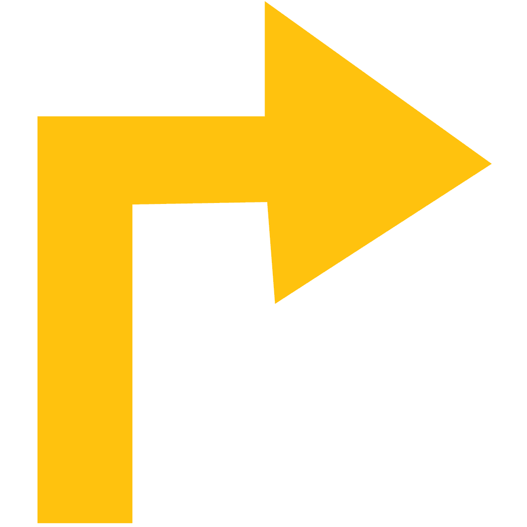 Yellow Arrow Symbol on Transparent Background for Directions