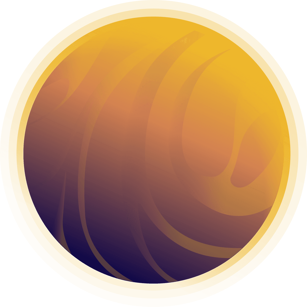 Glowing Orb with Purple and Orange Swirls on Transparent Background