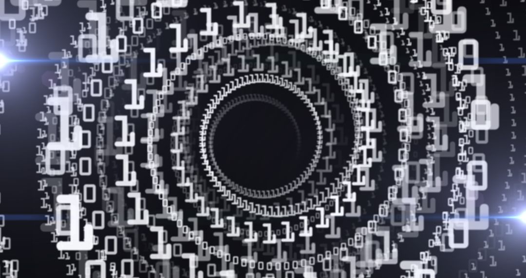 Futuristic Digital Interface with Spiral Binary Code
