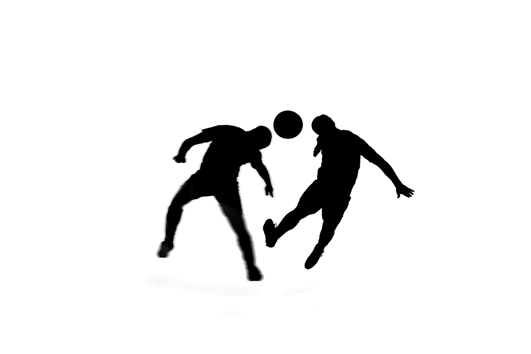 Silhouette of Two Football Players in Action on Transparent Background