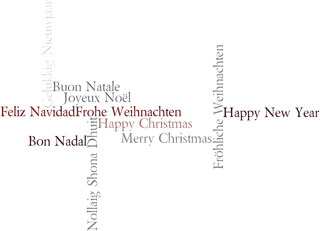 Multilingual Happy New Year Wishes on Transparent Background