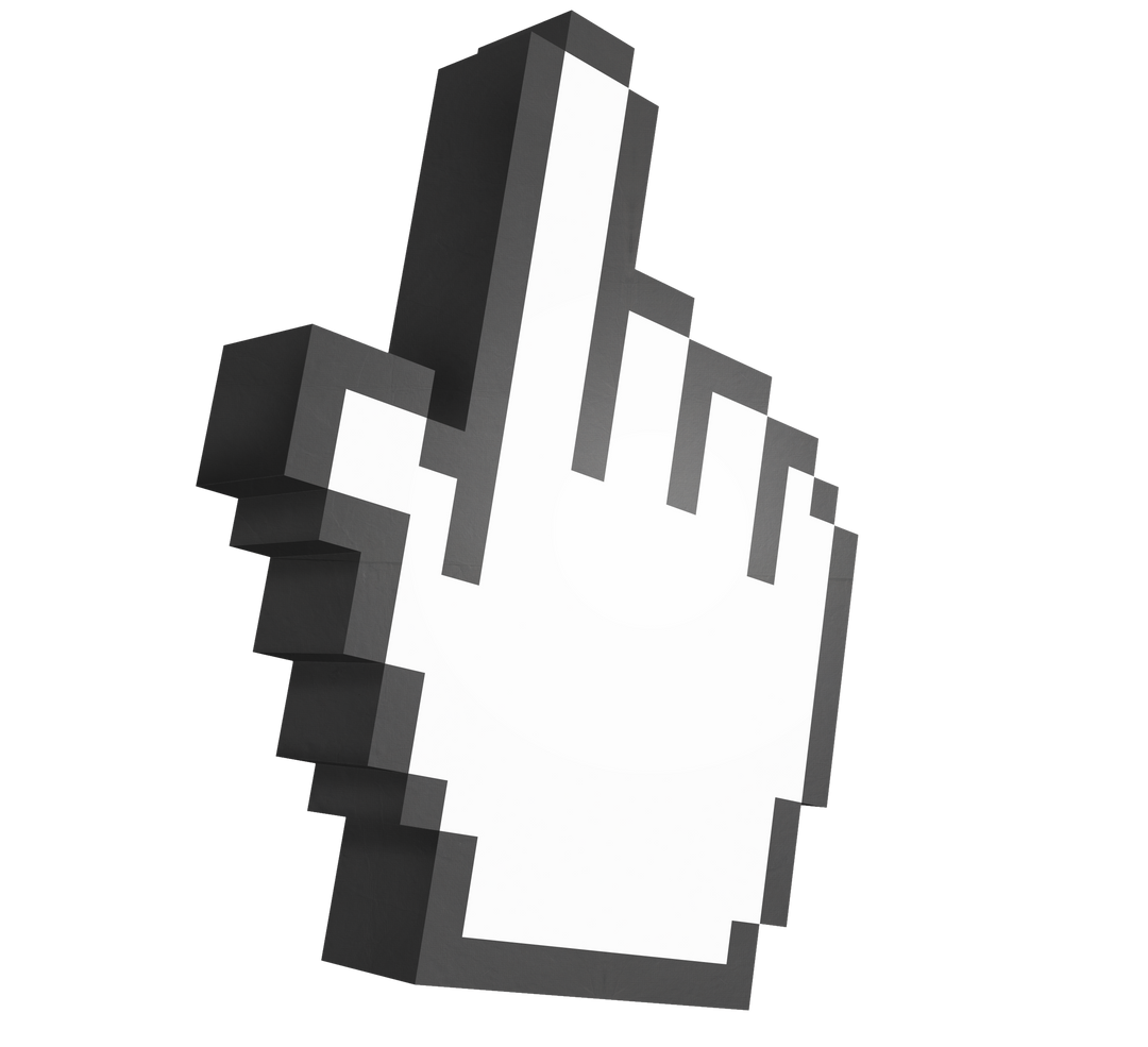 Pixelated Hand Cursor Icon in 3D Harris Effects on Transparent Background - Download Free Stock Images Pikwizard.com