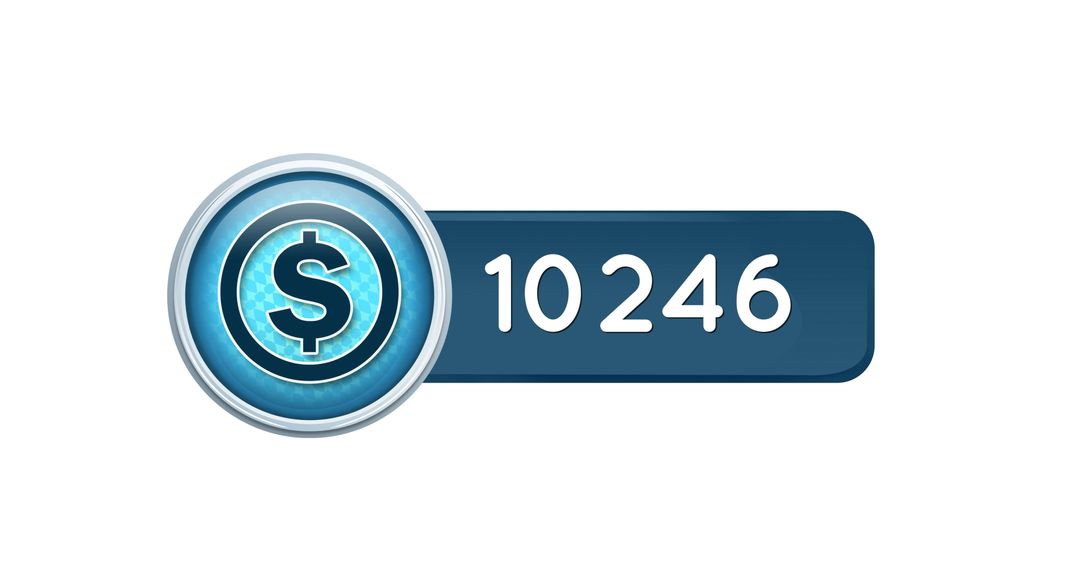 Digital Currency Display with Dollar Coin and Balance