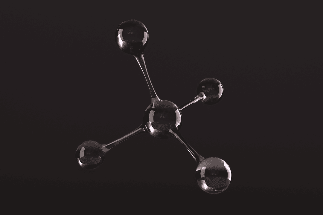 Transparent Molecular Structure Model on Dark Background