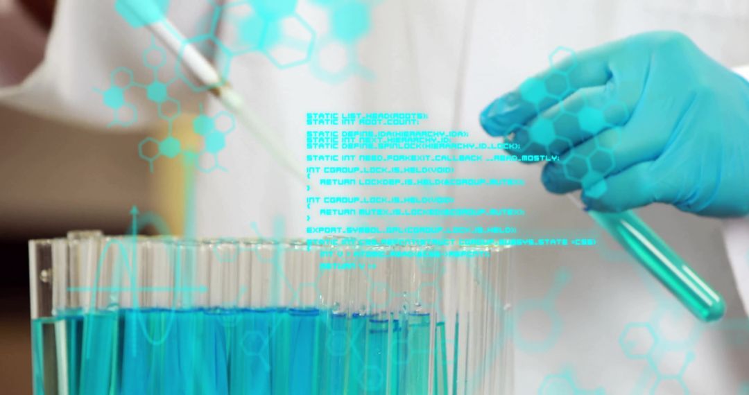 Scientist Analyzing Data with Test Tubes in Laboratory Environment