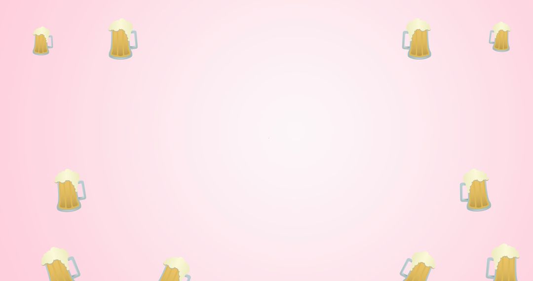 Floating Beer Mugs on Pastel Pink Background with Copy Space