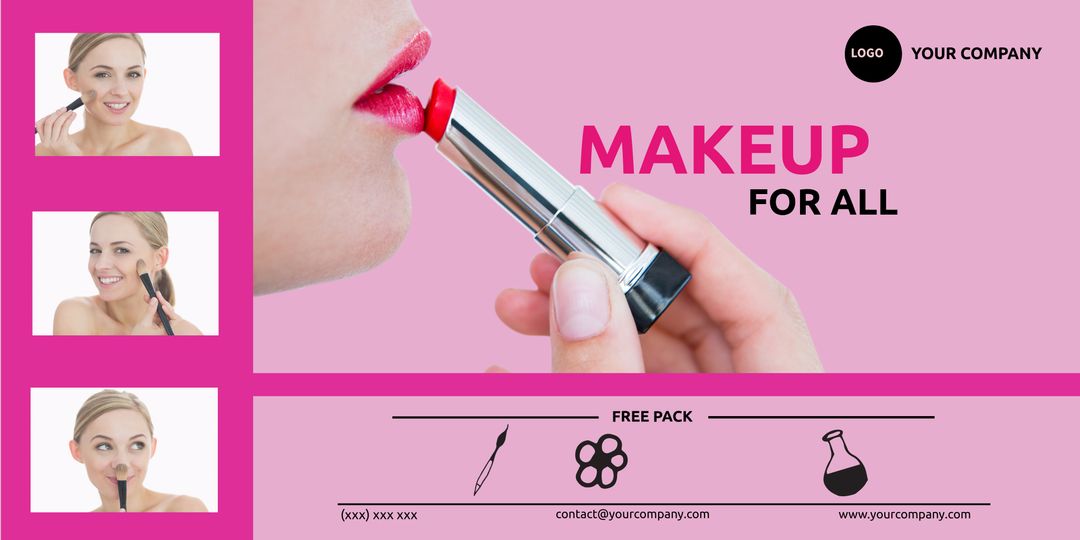 Inclusive Beauty Ad with Women Applying Makeup Showing Empowerment - Download Free Stock Templates Pikwizard.com