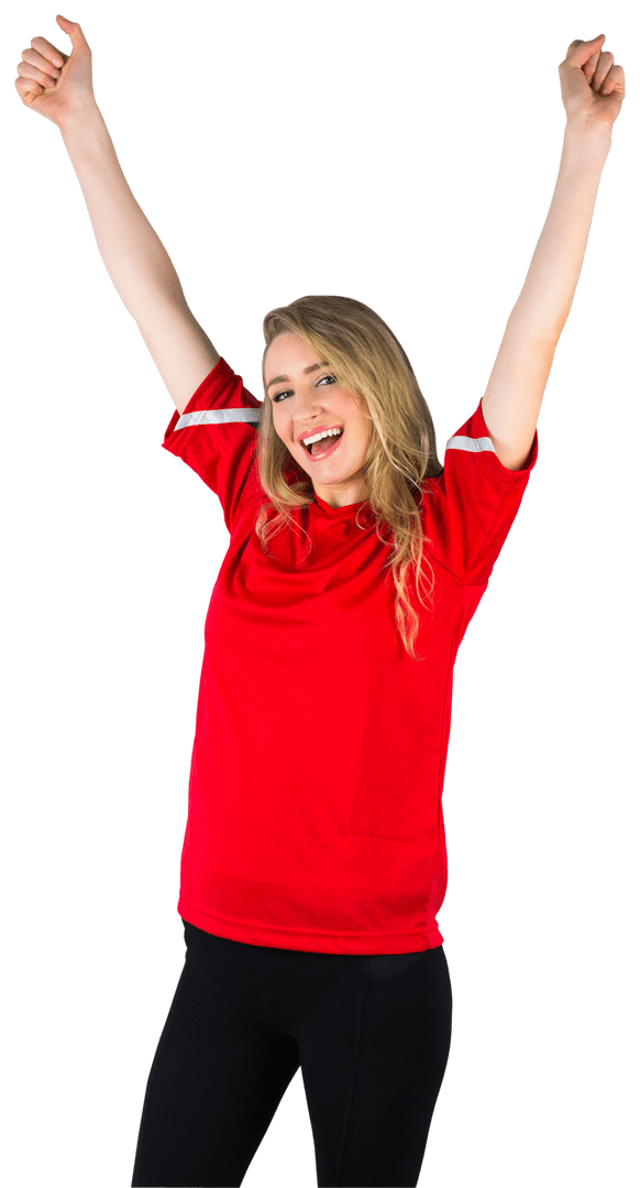 Transparent Cheering Sports Fan in Red Jersey