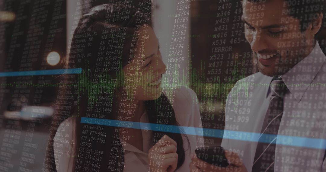 Digital Data Overlay on Business Colleagues Interacting