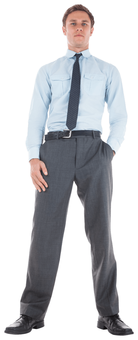 Serious Businessman Standing Confidently Transparent Background