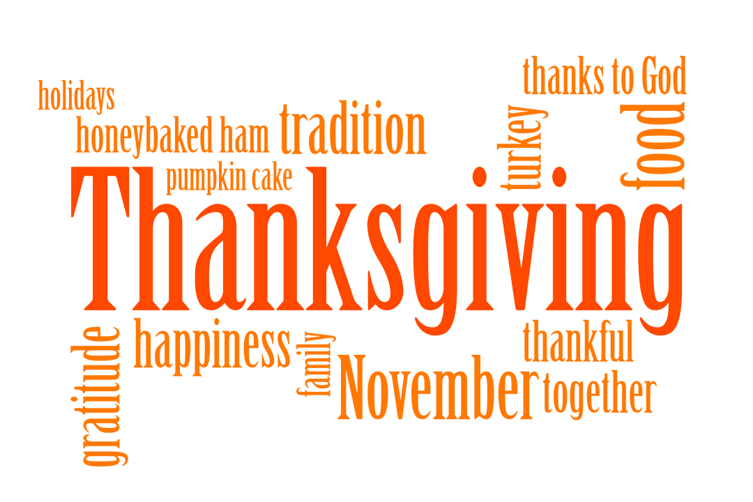 Thanksgiving Word Cloud on Transparent Background