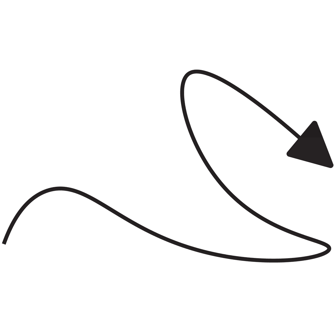 Black Hand-Drawn Arrow on Transparent Background