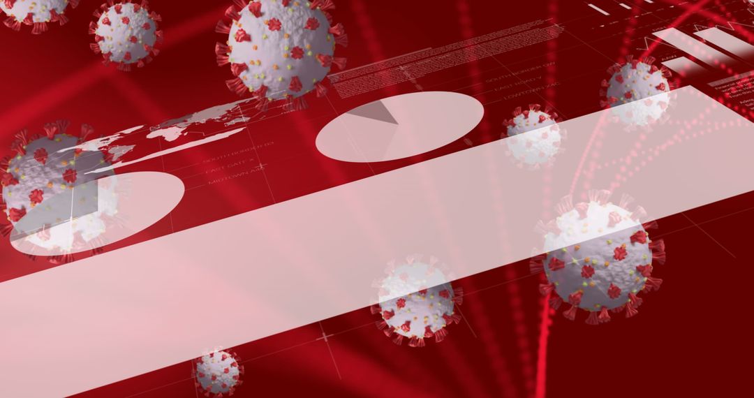 Floating Virus Cells Over Futuristic Digital Interface