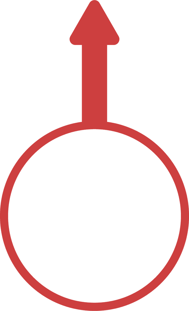 Red Arrow with Circle on Transparent Background