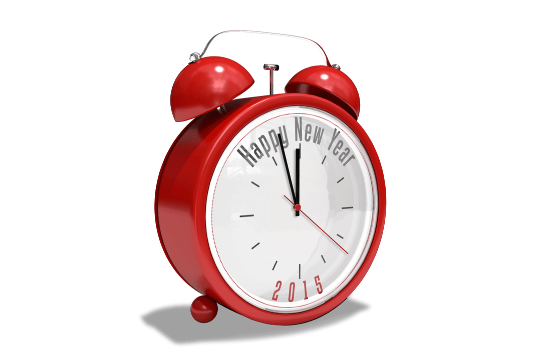 Retro Transparent Red Alarm Clock with New Year Text