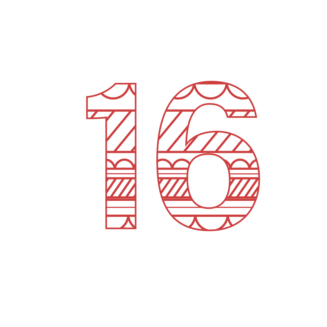 red number 16 with pattern on transparent background for celebration - Download Free Stock Images Pikwizard.com