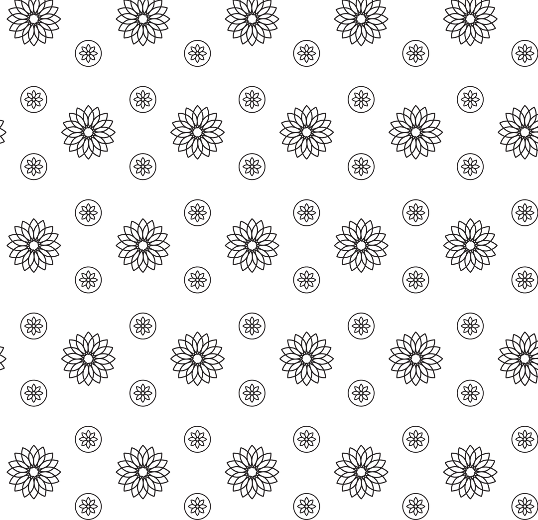 Abstract Black Floral Pattern on Transparent Background
