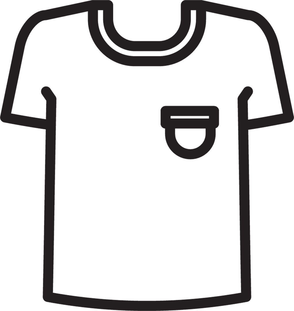 Transparent Black T-Shirt Outline with Pocket for Copy Space