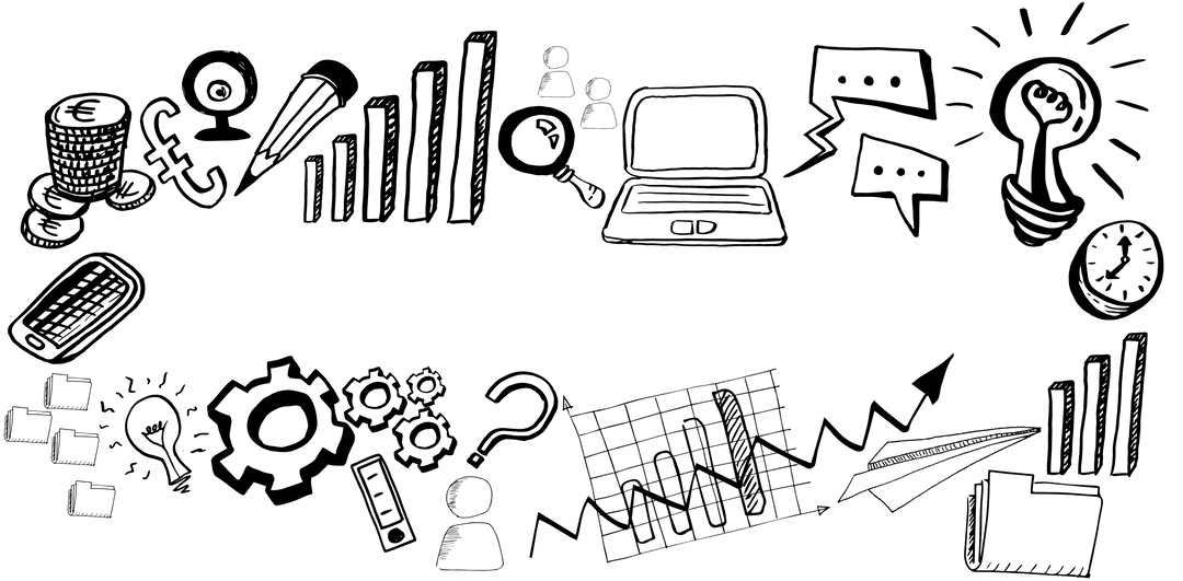 Transparent Business Icon Set with Charts and Gears