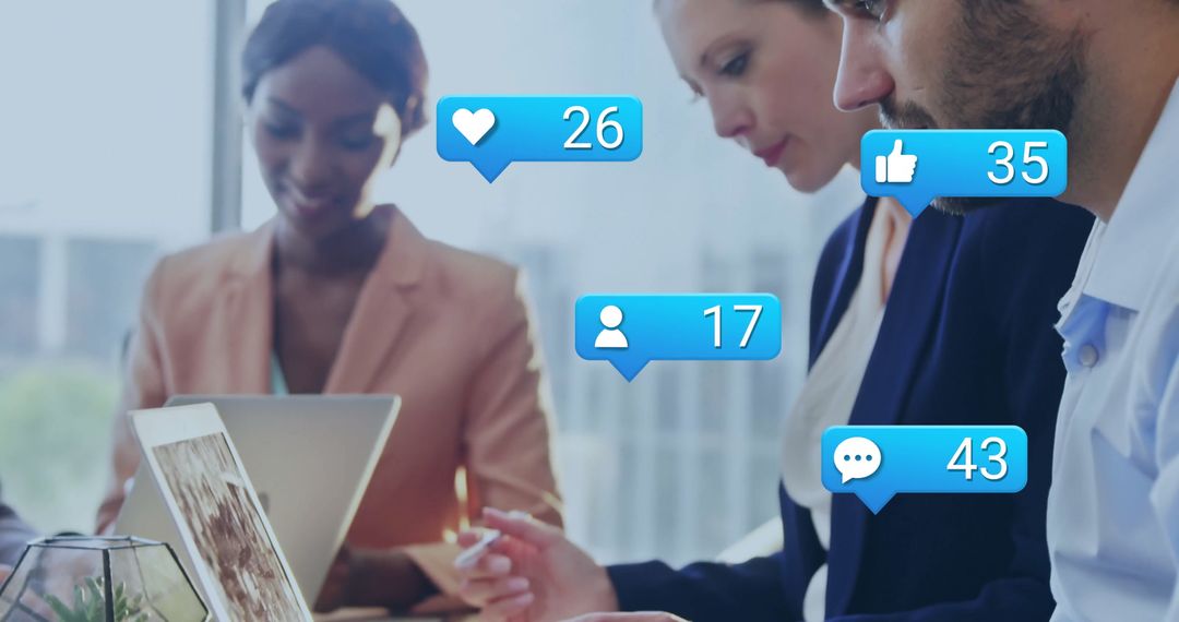 Diverse Business Team Analyzing Digital Engagement Metrics