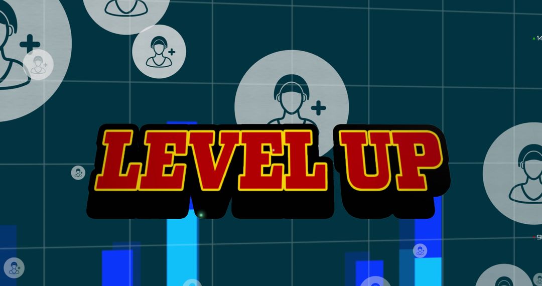 Level Up Concept in Digital Space with Futuristic User Icons