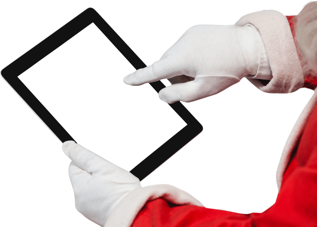 Santa Claus Using Transparent Touchscreen Tablet