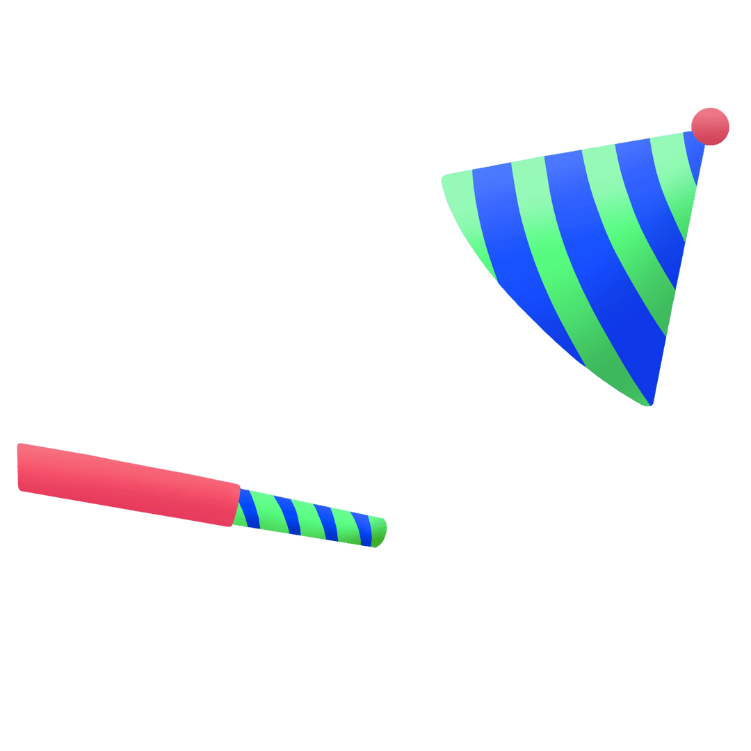 Transparent Background with Festive Party Hat and Blower