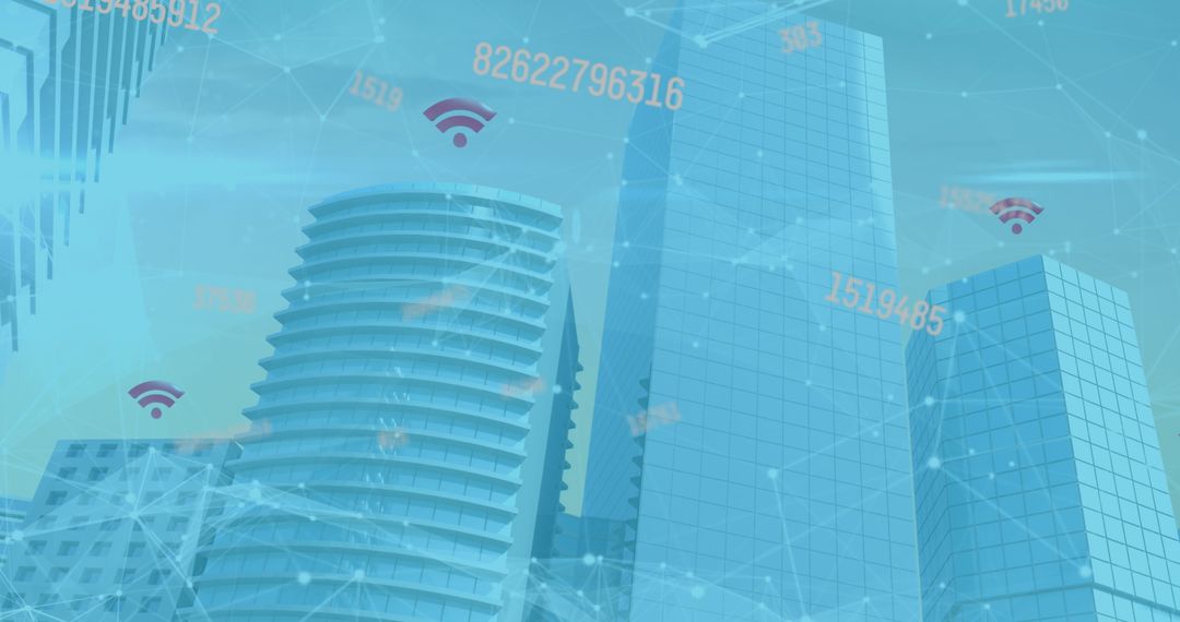 Connected Cityscape with Futuristic Wi-Fi Network