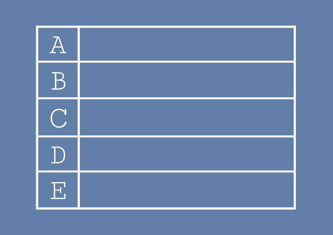 Blue Chart with Labeled Rows for Structured Organizational Information - Download Free Stock Templates Pikwizard.com