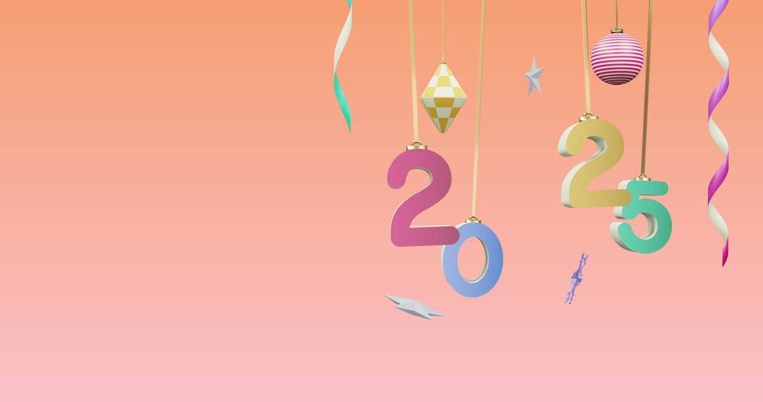 Festive 2025 New Year Celebration Background with Hanging Décor